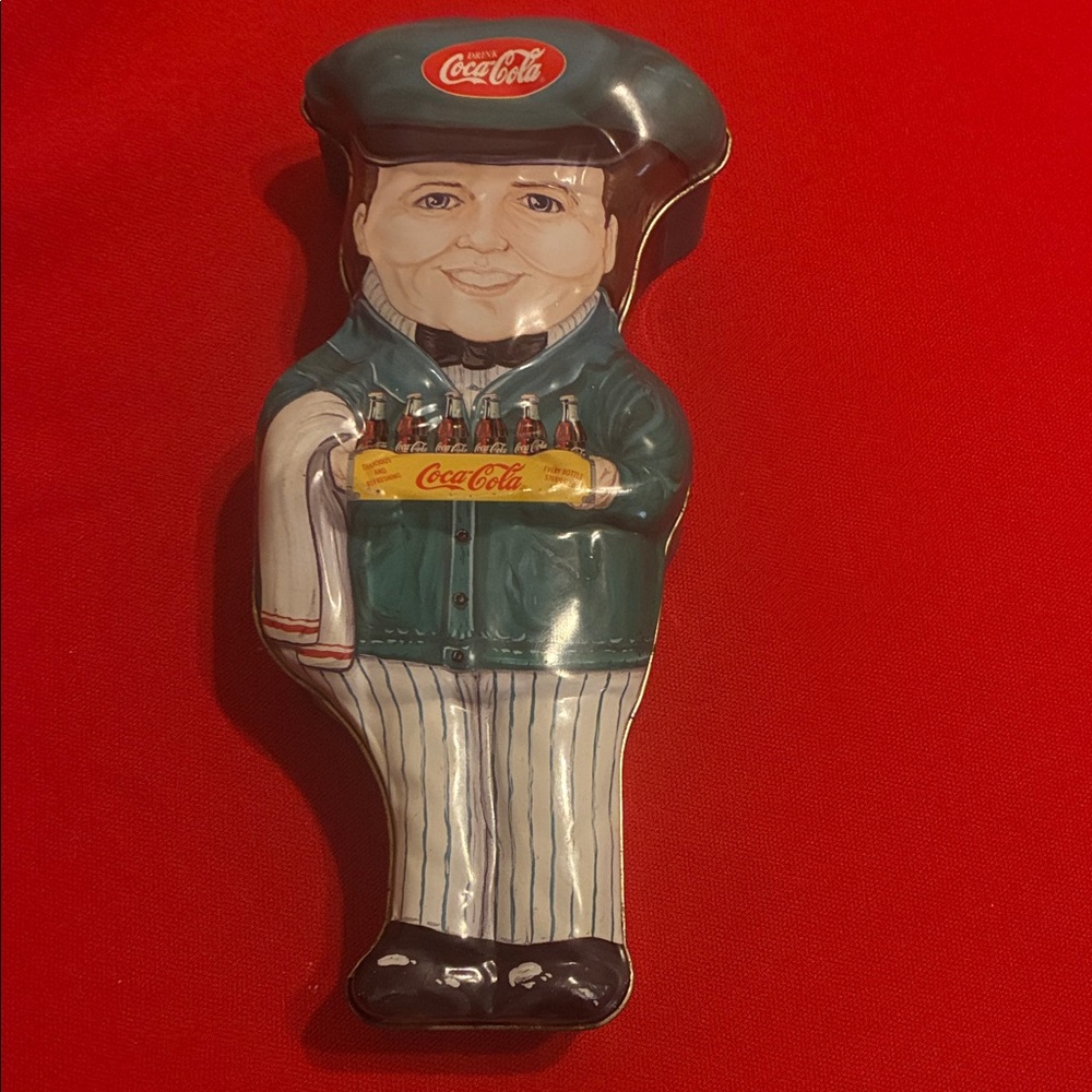 Coca Cola Delivery Man Tin with Red and Green Accents